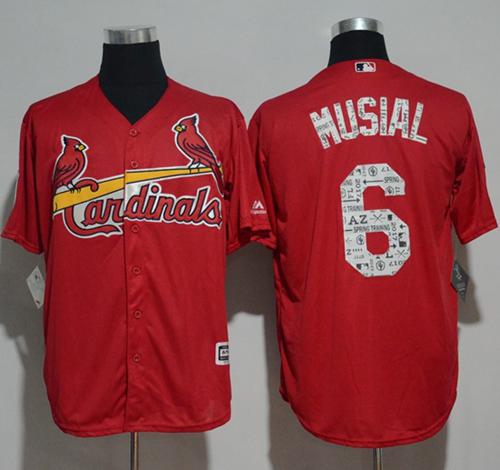 Cardinals #6 Stan Musial Red Spring Training Cool Base Stitched MLB Jersey - Click Image to Close